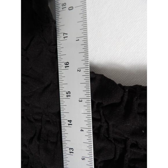 Tees By Tina One Size OSFA Dress Black Crinkle Textured Knee Length Modest Scoop - Picture 10 of 12